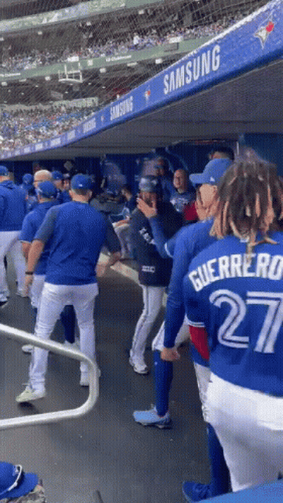 Blue Jays Baseball Players In Dugout GIF