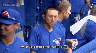 Blue Jays Baseball Players In Dugout GIF