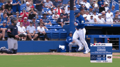 Blue Jays Daulton Varsho Runs Towards Home Plate GIF