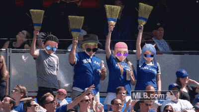 Blue Jays Fans Holding Brooms GIF