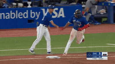 Blue Jays Player Running To Another Player GIF