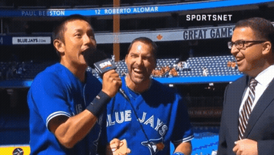 Blue Jays Roberto Alomar Interviewed By Sportsnet Reporter GIF