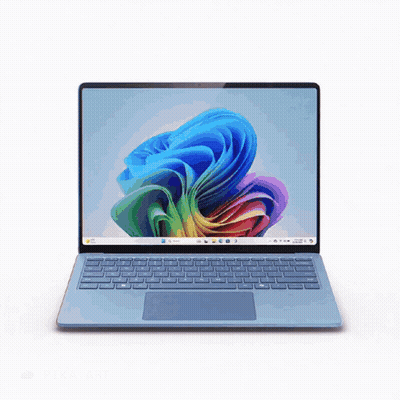 Blue Laptop With Rainbow Screen Open GIF