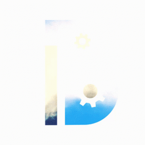 Blue Letter B With Gears And Cloudy Sky Background GIF