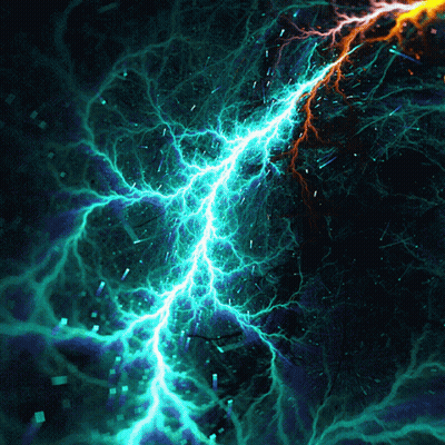 Blue Lightning Bolt Strikes Dark Background GIF