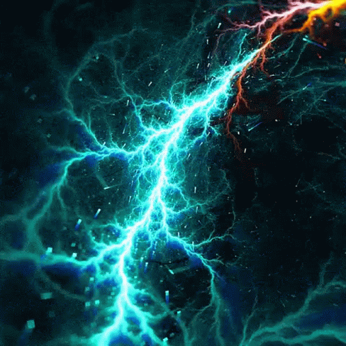 Blue Lightning Bolt Strikes Dark Blue Background GIF