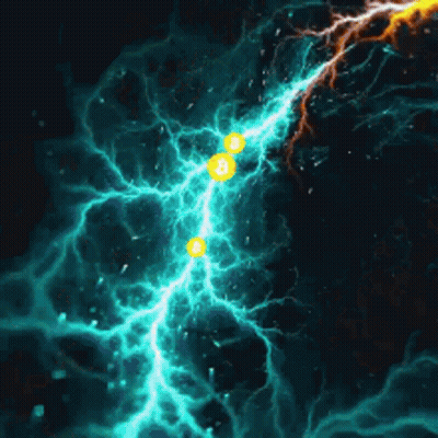 Blue Lightning Bolt With Yellow Center GIF