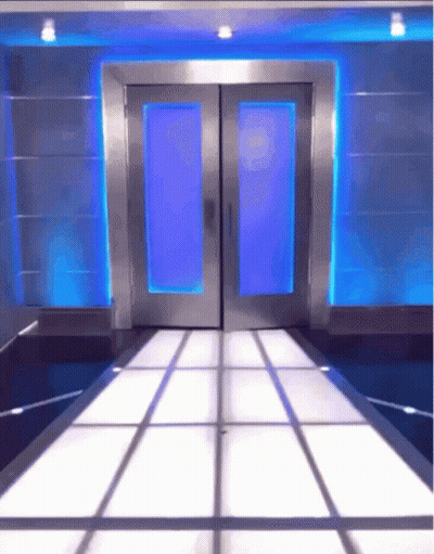 Blue Lights On Hallway Walls Floor GIF