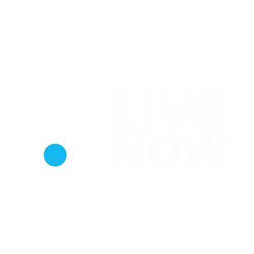 Blue Live Now Logo With Blue Letter B Sticker