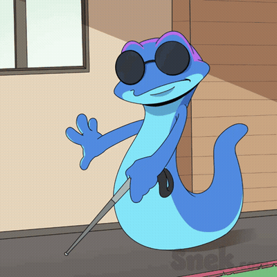 Blue Lizard In Sunglasses Holding Cane GIF