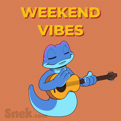 Blue Lizard Playing Guitar Weekend Vibes GIF