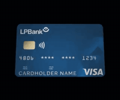 Blue LPBank Visa Credit Card With Gold Chip GIF