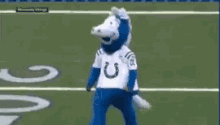 Blue Mascot Dancing Weirdly
