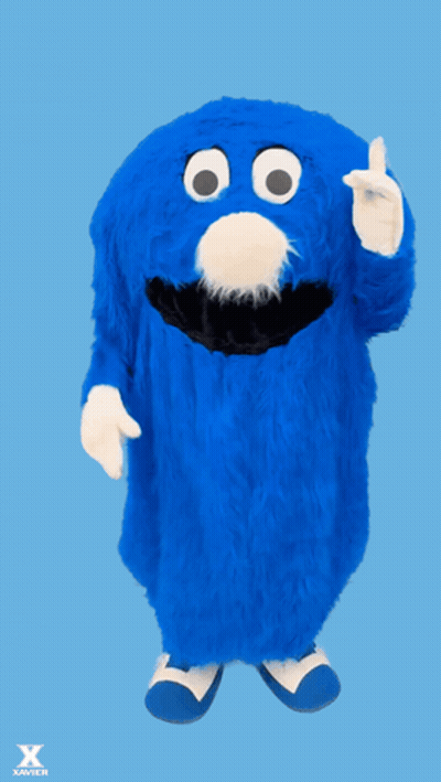 Blue Mascot Thumbs Up Saying We're Back GIF