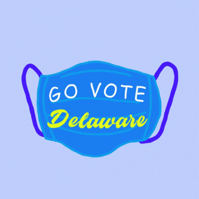 Blue Mask Saying Go Vote Delaware GIF