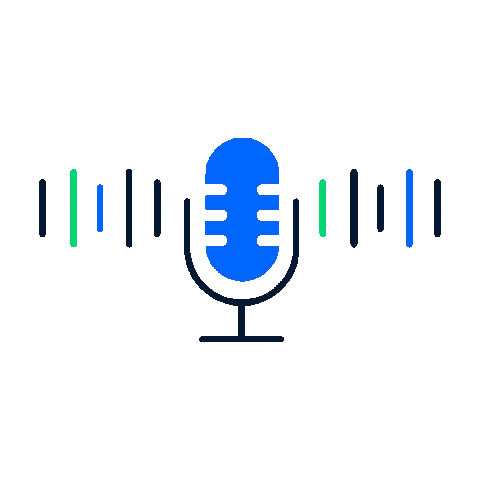 Blue Microphone With Green And Blue Lines Sticker