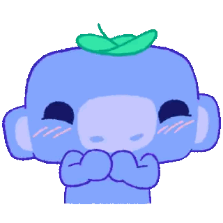Blue Monkey With Green Leaf Sticker