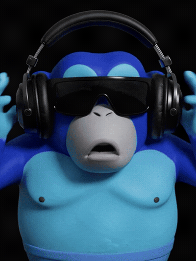 Blue Monkey With Headphones And Sunglasses GIF