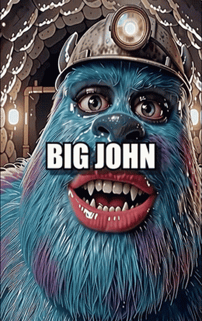 Blue Monster Beard Hard Hat Flashlight Says Big John GIF