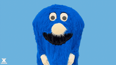 Blue Monster Saying Who Me GIF