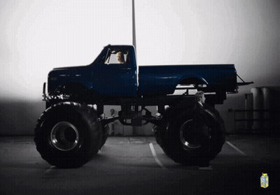 Blue Monster Truck And Lychee Juice Bottle GIF
