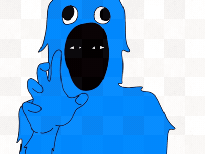 Blue Monster With Black Mouth And Eyes GIF