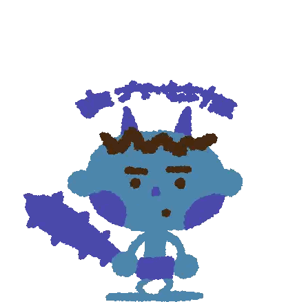 Blue Monster With Horns And Beard Sticker