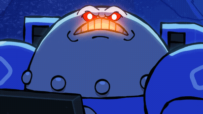 Blue Monster With Red Eyes And Red Teeth GIF