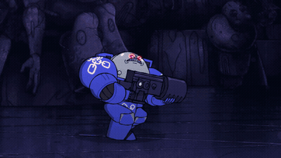 Blue Monster With Red Eyes And Red Teeth GIF