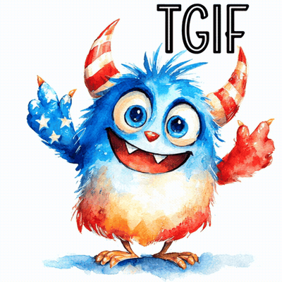 Blue Monster With Red White Blue Horns TGIF