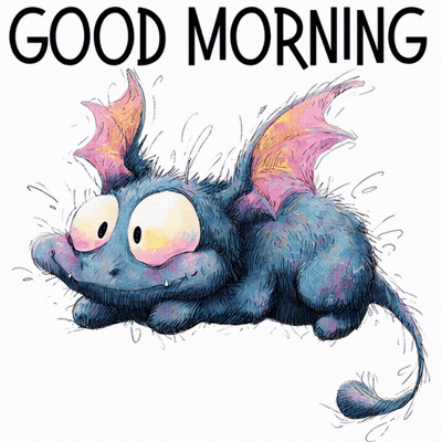 Blue Monster With Wings Saying Good Morning GIF