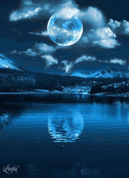 Blue Moon Reflected On Seawater GIF