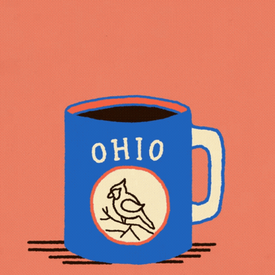 Blue Mug With Bird Saying Ohio GIF