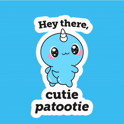 Blue Narwhal Saying Hey There Cutie Patootie GIF