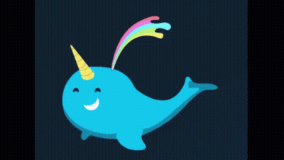 Blue Narwhal With Unicorn Horn and Rainbow Tail