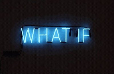 Blue Neon Sign Saying What If GIF