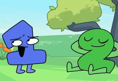 Blue Number 1 And Green Number 2 Standing With Eyes Closed GIF