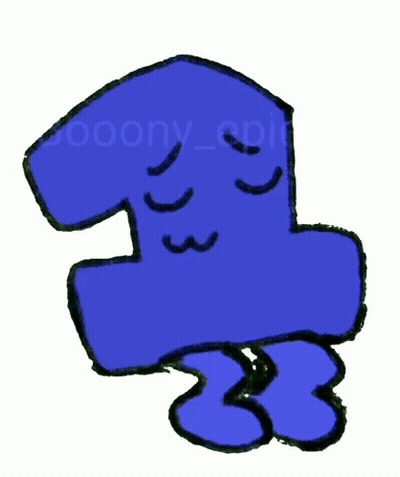 Blue Object With Face And Feet GIF