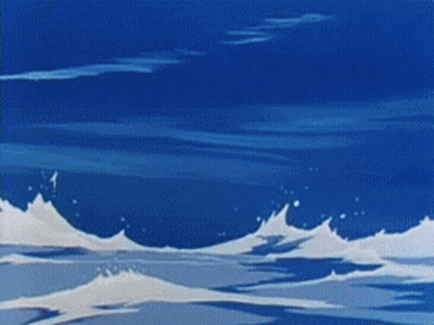 Blue Ocean Waves Crashing Shore GIF
