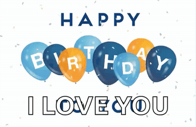 Blue Orange Balloons Happy Birthday I Love You GIF