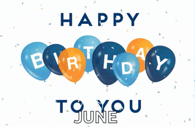 Blue Orange Balloons Happy Birthday To You June GIF