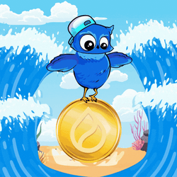 Blue Owl Balance On Spinning Big Coin GIF
