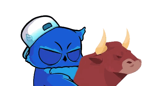 Blue Owl Holding Bull With Bull Run Expectations Sticker