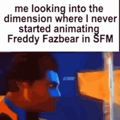 Blue Paint Man Looking Into Dimension Where I Never Started Animating Freddy Fazbear In SFM GIF