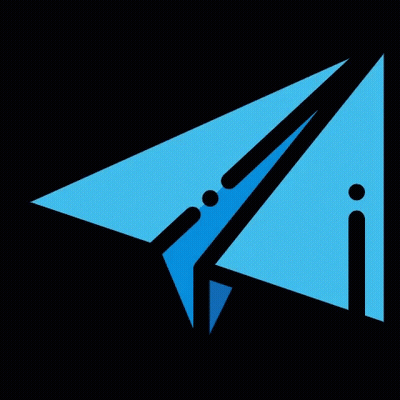 Blue Paper Airplane With I On Tail GIF