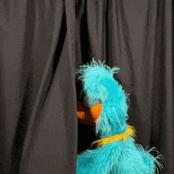 Blue Parrot Puppet Oop Moment When Caught Sneaking GIF