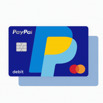 Blue PayPal Debit Card With Yellow P GIF