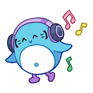 Blue Penguin Dancing With Headphones Sticker