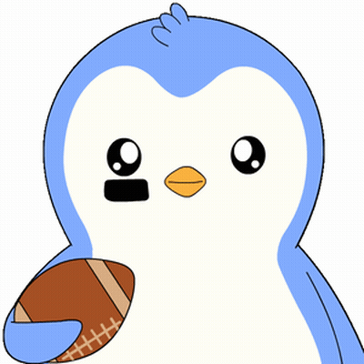 Blue Penguin Holding Brown Football GIF