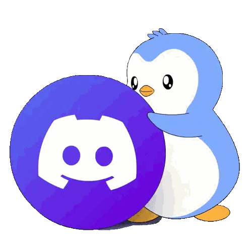 Blue Penguin Holding Discord Icon Sticker